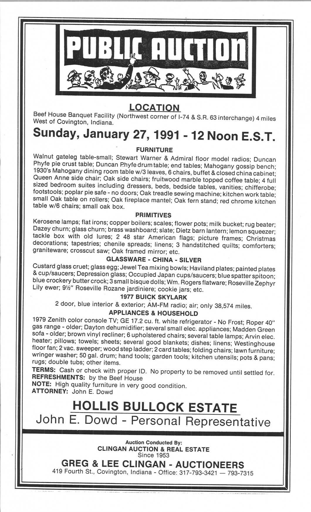 Greg Clingan Auctions Covington Indiana Auctions & Real Estate