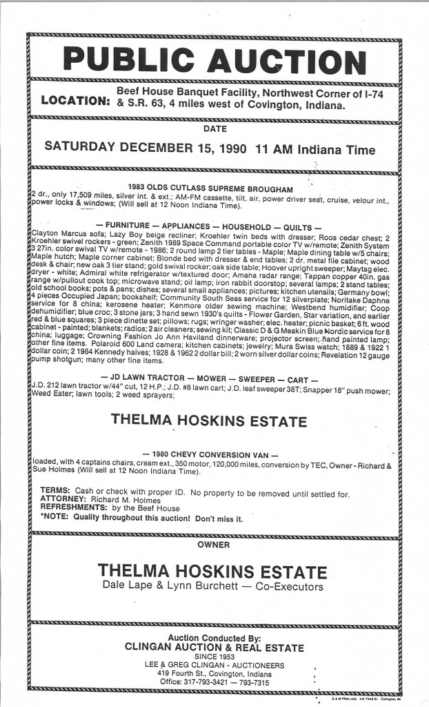 Greg Clingan Auctions Covington Indiana Auctions & Real Estate