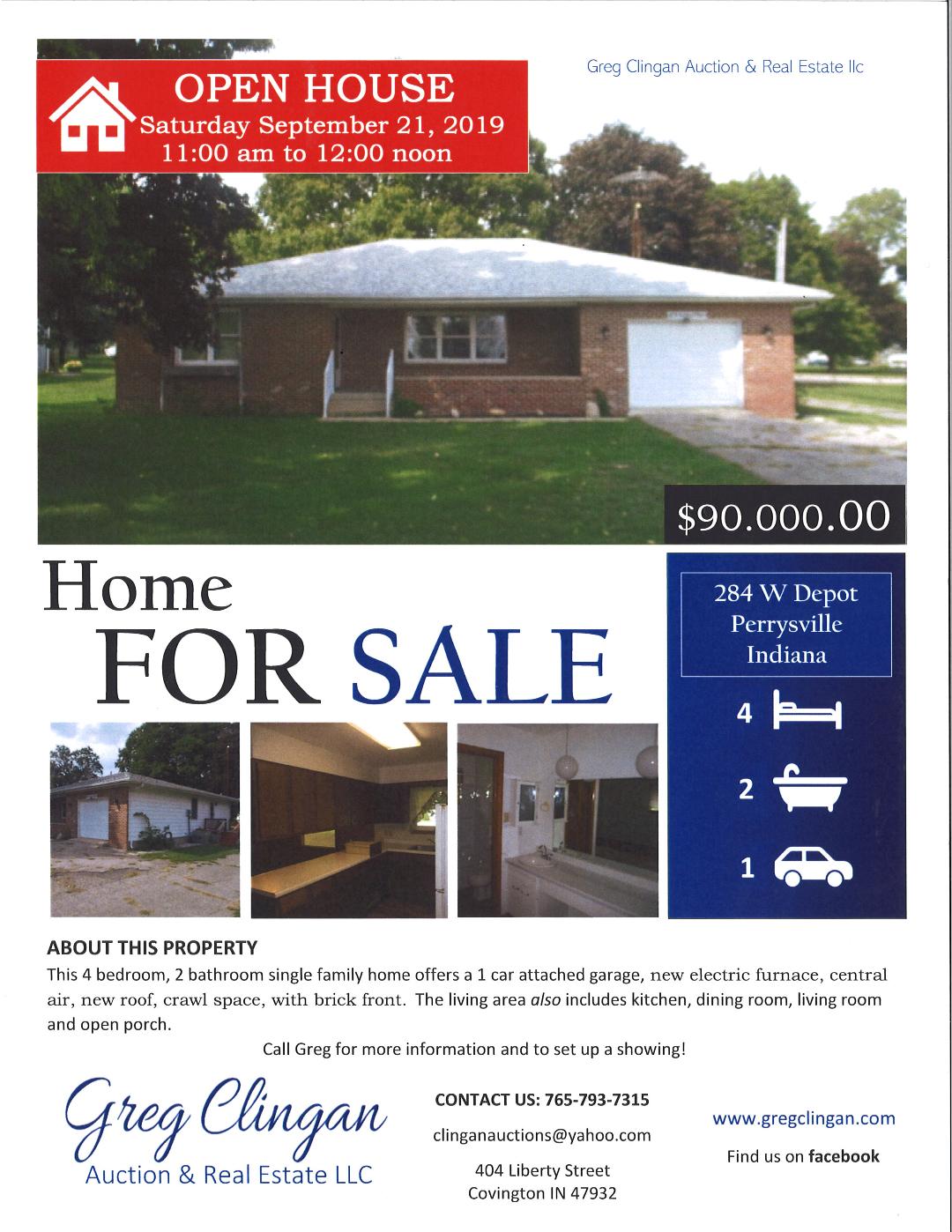 NEW LISTING! 284 W Depot in Perrysville, Indiana Greg Clingan Auctions