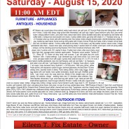 Saturday August 15, 2020 Estate Auction