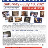 Public Auction – Saturday – July 10, 2021 @  11:00 A.M. EST