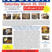 Public Auction – Saturday March 26, 2022 at 11:00 am CDT