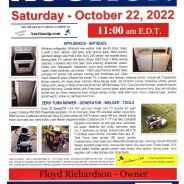 PUBLIC AUCTION: Saturday – October 22, 2022