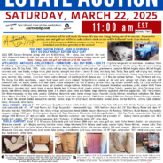 PUBLIC AUCTION Saturday, March 22nd, 2025