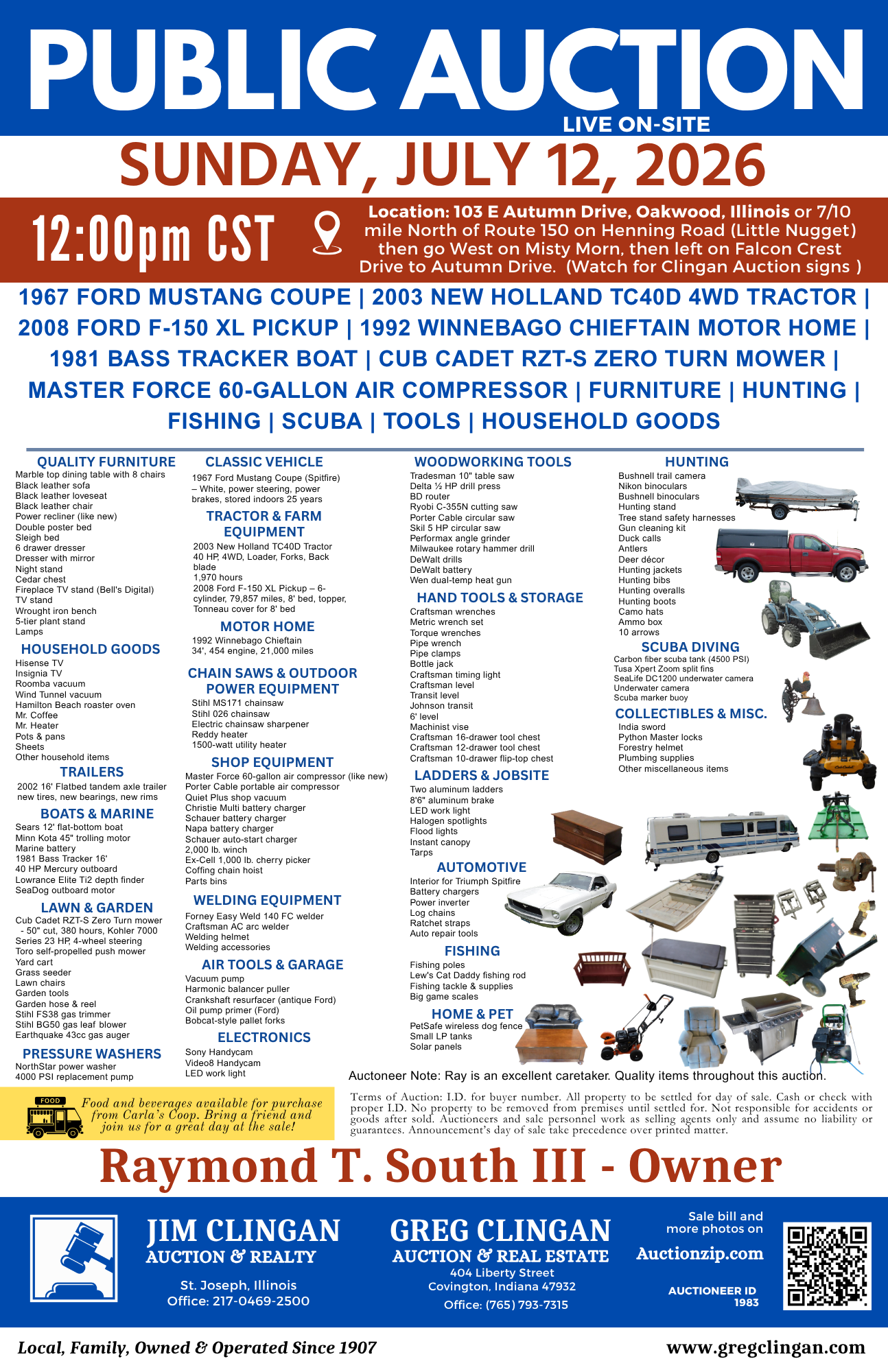 Raymond T. South III Auction – Sunday, July 12, 2026