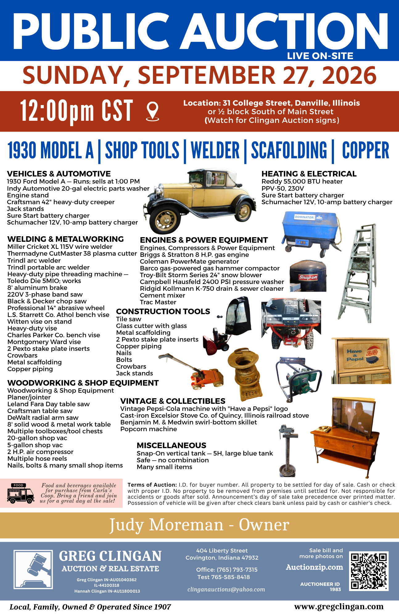 Public Auction – Sunday, September 27, 2026 – Danville, Illinois